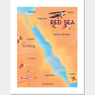 Red Sea Middle East Travel Map Posters and Art